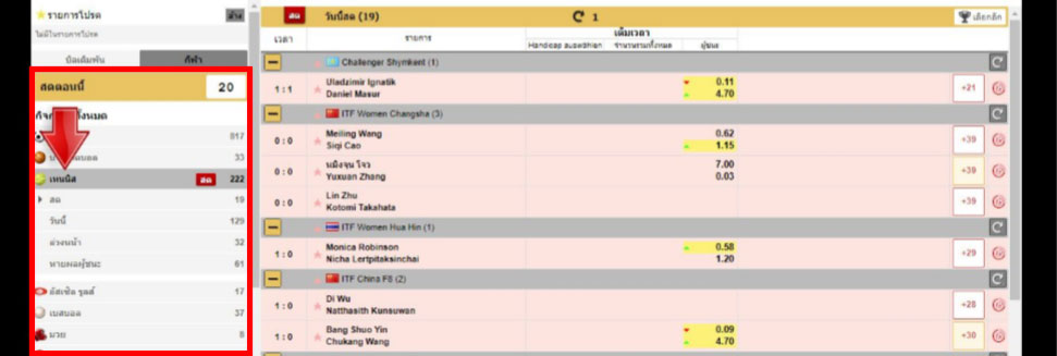 វិធីភ្នាល់ Tennis Goldenslot